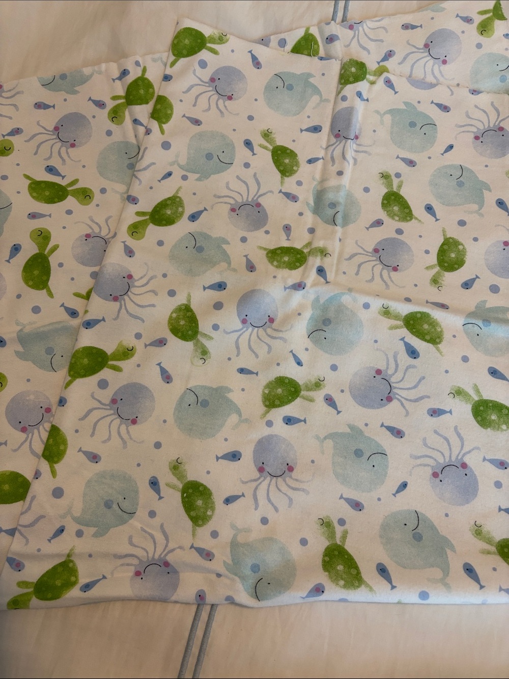 Baby Sea Life Cotton Fabric Panel - Blue & Green for @ejsnyder2 - Picture 2 of 3